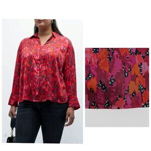 NWT Nic + Zoe Mix and Mingle Abstract Print Shirt Top Red Multi 3X